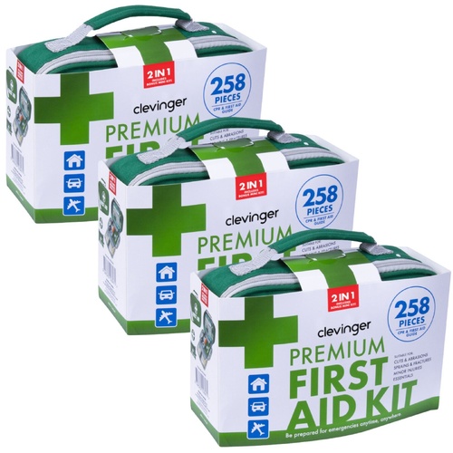 3x 258pcs Premium First Aid Kit Medical Travel Set Emergency Family Safety - Main Image