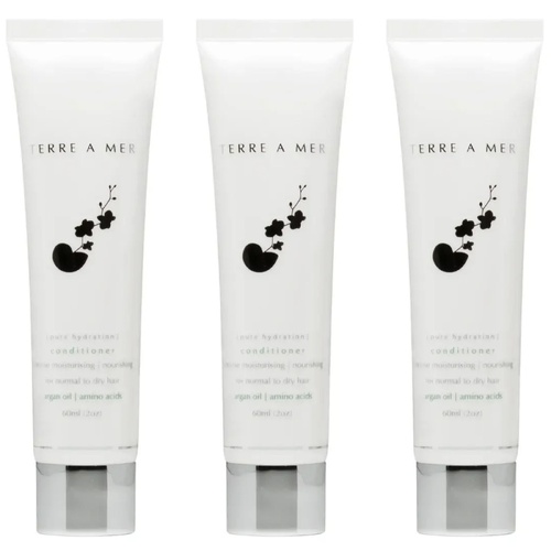 3x Terre A Mer Pure Hydration Amino Acid/Argan Conditioner - 60ml Travel Size - Main Image