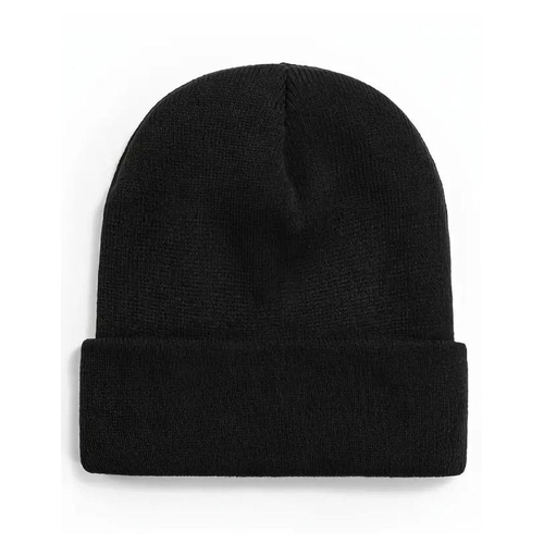 PLAIN BEANIE Unisex Mens Womens Winter Warm Hat Ski Cap Knit One Size - Black - Main Image