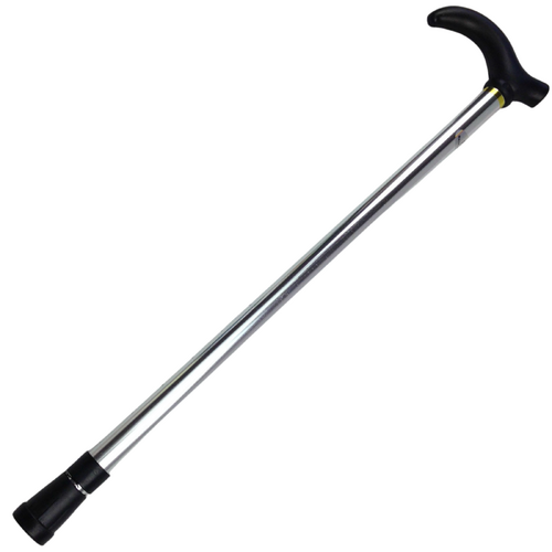 Metal WALKING STICK Travel Extendable Pole Compact Adjustable Lightweight - Silver - Main Image