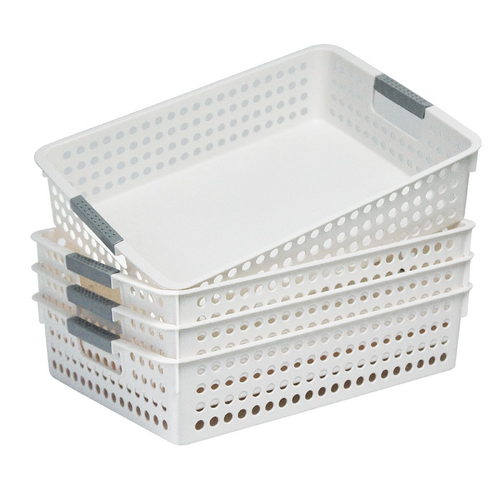 36x Premium Plastic Storage Basket Bulk w/ Grip Handles 26.5*17.2*7.3cm - Main Image