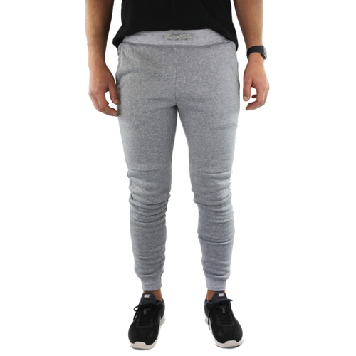 Mens Skinny Track Pants Joggers Trousers Gym Casual Sweat Cuffed Slim Trackies Fleece - Heather Grey - S - Main Image