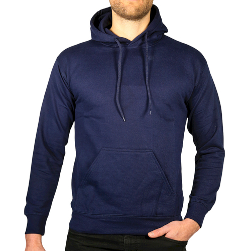 Adult Mens 100% Cotton Fleece Hoodie Jumper Pullover Sweater Warm Sweatshirt - Navy - L - Main Image