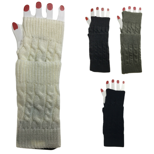 ARM WARMERS Knitted Short Fingerless Gloves Winter Mitten Cover Womens Party - Random Colour (We Pick For You!) - Main Image