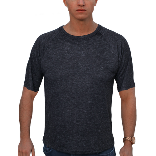 Mens Merino Wool Blend Short Sleeve Thermal Top Underwear Thermals Base Layer - Black - L - Main Image