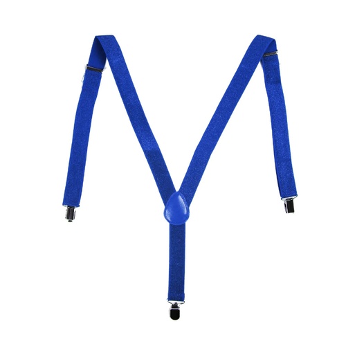 Mens Suspenders Braces Adjustable Strong Clip On Elastic Formal Wedding Slim - Blue (Glitter) - Main Image