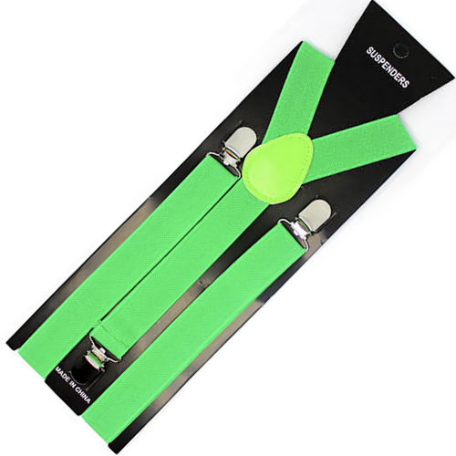 Mens Suspenders Braces Adjustable Strong Clip On Elastic Formal Wedding Slim - Dark Green - Main Image