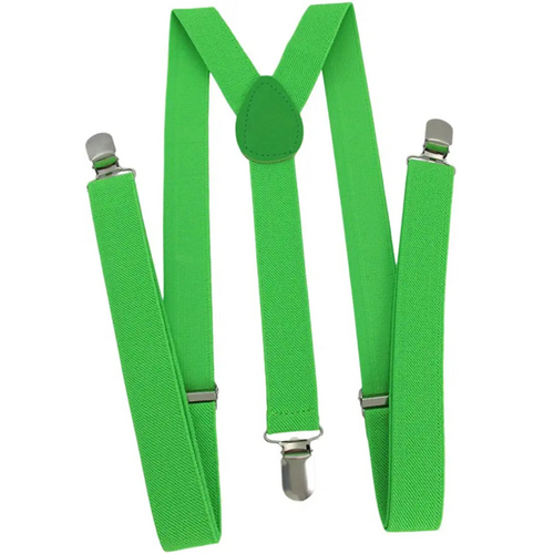 Mens Suspenders Braces Adjustable Strong Clip On Elastic Formal Wedding Slim - Green - Main Image