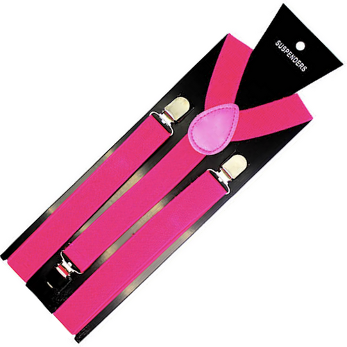 Mens Suspenders Braces Adjustable Strong Clip On Elastic Formal Wedding Slim - Magenta - Main Image
