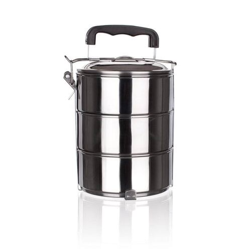 Stackable 3-Tier Stainless Steel Lunch Bento Box Tiffin Storage Pot - 23cm x 15cm - Main Image