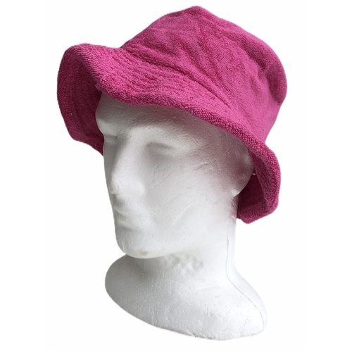 Stingy Brim Terry Towelling Bucket Hat Daggy Fishing Camping Lad Cap 100% COTTON - Fuchsia - XXL - Main Image