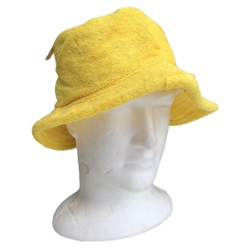 Stingy Brim Terry Towelling Bucket Hat Daggy Fishing Camping Lad Cap 100% COTTON - Yellow - S/M - Main Image