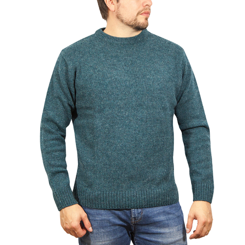 100% SHETLAND WOOL CREW Round Neck Knit JUMPER Pullover Mens Sweater Knitted - Sherwood (32) - M - Main Image