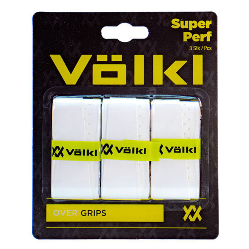 3-Pack Volkl Super Perf Over Grips for Tennis Squash Pickleball Racquets - White - Main Image