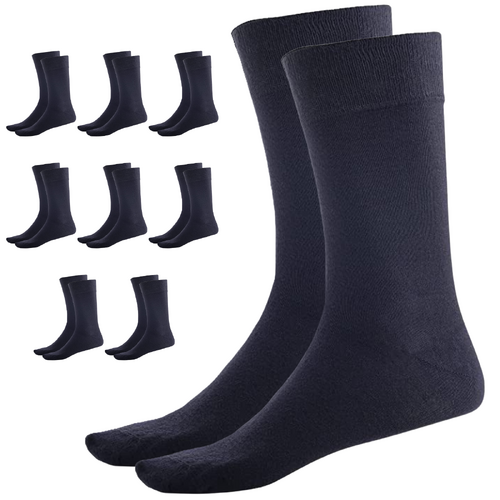 9 Pairs BAMBOO SOCKS Crew Natural Eco Healthy Enviro Unisex Work Business BULK - Navy - 6-11 - Main Image