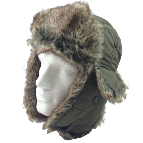 DENTS Russian Ushanka Trapper Hat Ski Army Aviator Trooper - Khaki - 55cm - Main Image