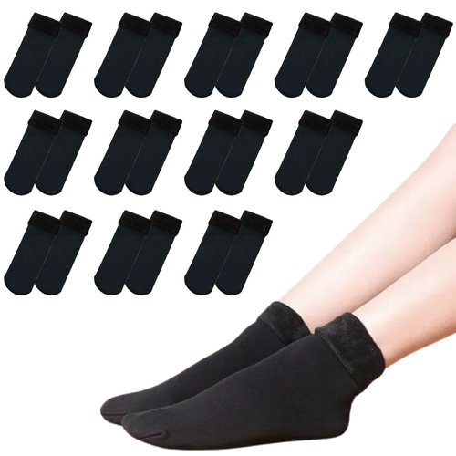 12 Pairs Thick Fur THERMAL HEATED SOCKS Warm Winter Comfort Work Ski Reversible - Main Image