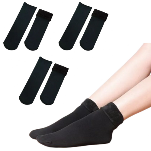 3 Pairs Large Thick Fur THERMAL HEATED SOCKS Warm Winter Work Ski Reversible - Main Image