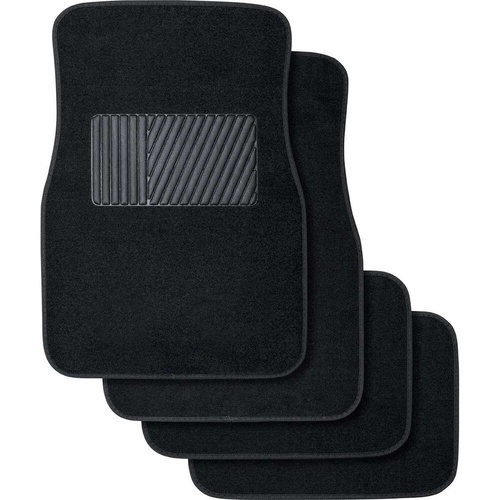 4pcs Car Floor Mats Front Rear Rubber Black Universal Fit Carpet Set Heavy Duty - Main Image