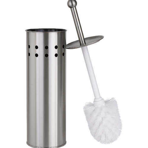 Toilet Brush Holder Metal Stainless Steel Bathroom Set Handle Round Cover Clean - Main Image