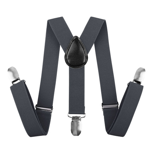 35mm WIDE SUSPENDERS Mens Adjustable Braces Clip On Trouser Elastic Y-Back - Black - Main Image