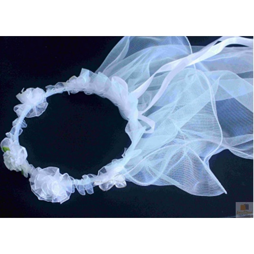 Hen's Party Veil White Bride To Be Headband Flowers Bridal Shower Bachelorette - Main Image