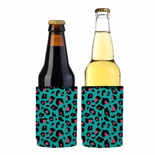 Teal Leopard Pattern Stubby Cooler 2-Pack - Standard - Main Image