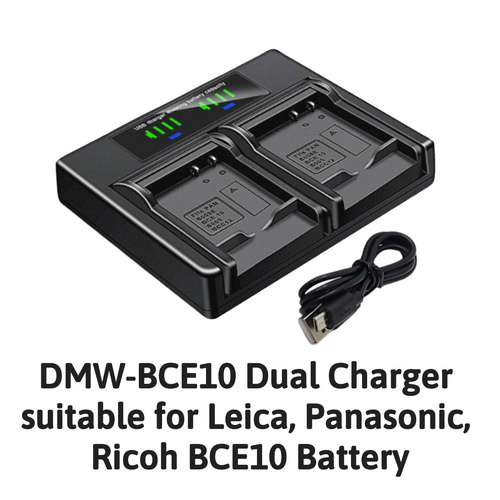 Hridz DMW-BCE10 Dual Battery Charger for Leica Panasonic Ricoh S008E BCE10 CGA-S008E Battery - Main Image