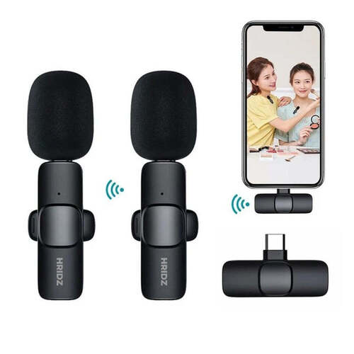 Hridz K9 Wireless Rechargeable 2 in 1 Type-C Microphone For Podcast Recording Interview - Main Image