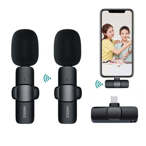 Hridz K9 Wireless Rechargeable 2 in 1 Lightning Microphone For Lightning Port Devices Recording Interview - Main Image