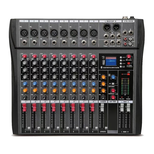 Hridz CT-80S Professional Audio Mixer – 8 Channels Bluetooth USB Mixer with Effects, 48V Phantom Power, and Built-in Sound Card, 8 Channels Audio Soun - Main Image