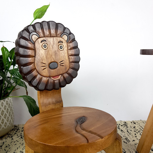 Kids Wooden Chair Lion - Main Image