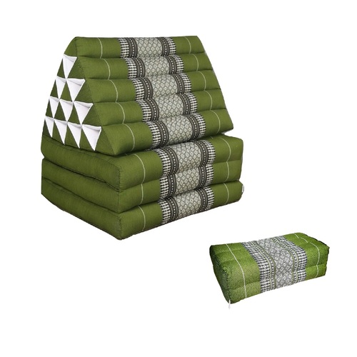 Jumbo Thai Triangle Pillow THREE FOLDS Green + Arm/Leg Rest Block - Main Image