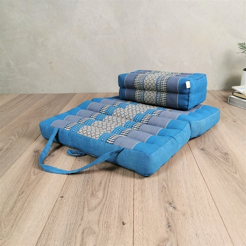Foldable Meditation Cushion + Seating Block Set Blue - Main Image
