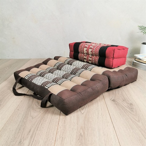 Foldable Meditation Cushion Brown + Seating Block Set BRWRedEle - Main Image