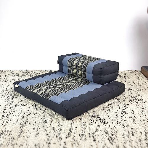 Meditation Cushion + Seating Block Set Blue Elephant - Main Image