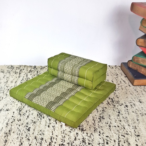 Meditation Cushion + Seating Block Set Green - Main Image