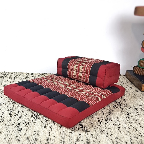 Meditation Cushion + Seating Block Set Red Elephant - Main Image