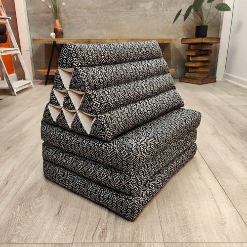 [Large] THREE FOLDS Thai Triangle Pillow Foldout Daybed TTP10BLK - Main Image