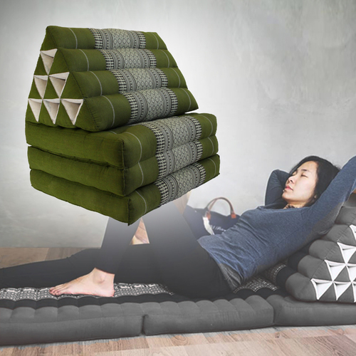 Large Thai Triangle Pillow THREE FOLDS Green - Main Image