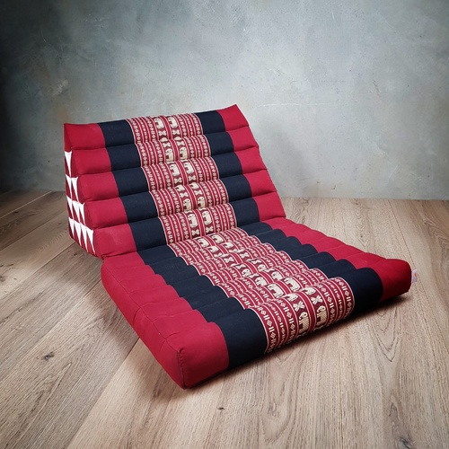Jumbo 1 FOLD Thai Triangle Pillow Mat RedEle - Main Image