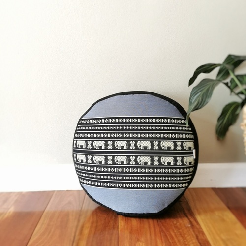 40cm Round Meditation Cushion Zafu Ottoman Pouf Kapok Filled BlueEle - Main Image