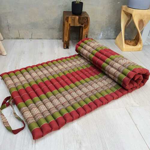 Thai Kapok Roll Up Mattress Foldout Mat Red&Green - Main Image