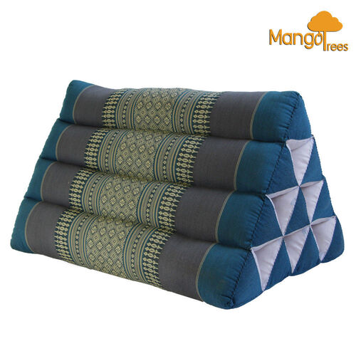 Thai Triangle Pillow Backrest Cushion Kapok Filled Blue - Main Image