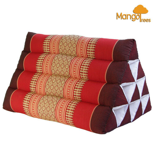 Thai Triangle Pillow Backrest Cushion Kapok Filled Red - Main Image