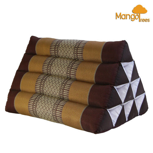 Thai Triangle Pillow Backrest Cushion Kapok Filled Brown - Main Image