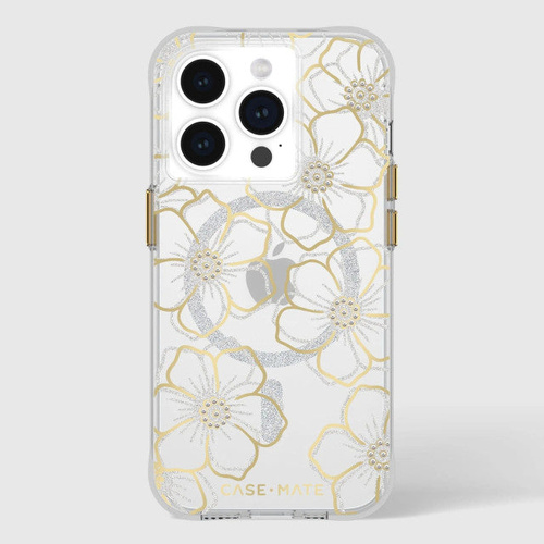 Case-Mate Floral Gems MagSafe Case For iPhone 15 Pro - Gold - Main Image