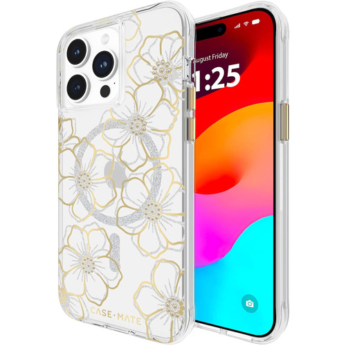 Case-Mate Floral Gems MagSafe Case For iPhone 15 Pro Max - Gold - Main Image