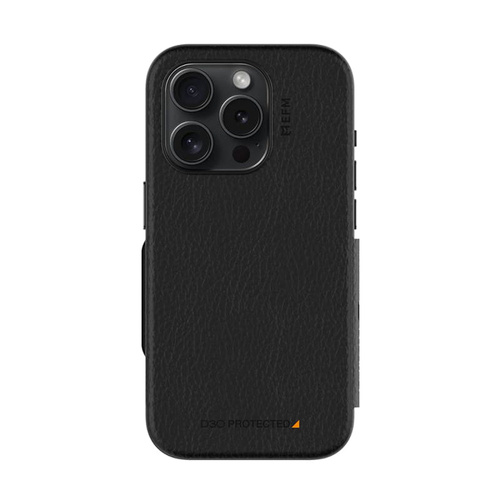 EFM Monaco E-leather Wallet Case Armour With D3O Plus Suits Iphone 15 Pro (6.1") - Black/Space Grey - Main Image