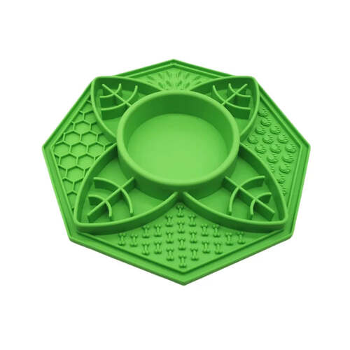 Flower Mandala Slow Feeder Lick Mat Bowl - Green - Main Image
